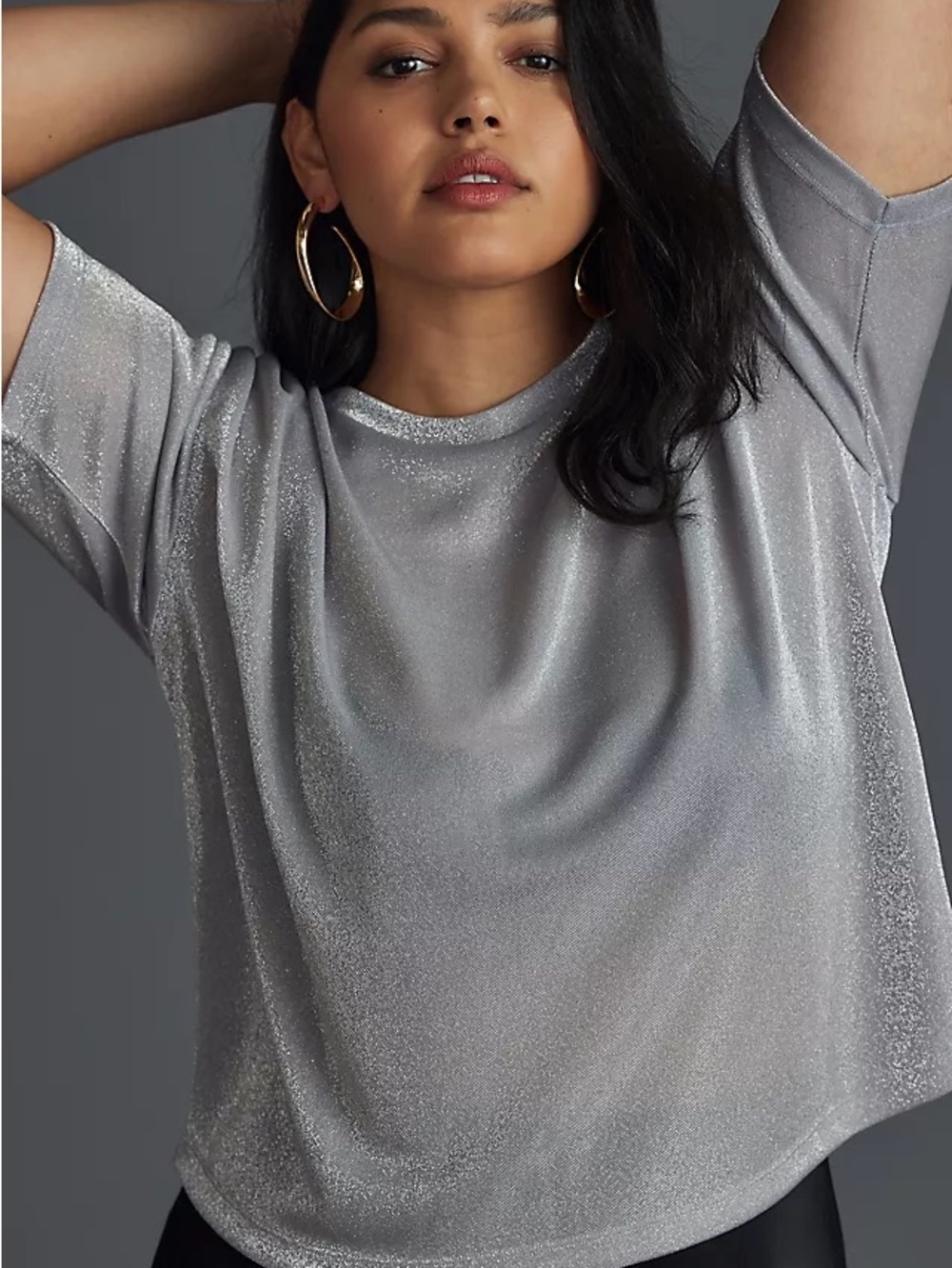 Anthropologie Short-Sleeve Shine Cropped Tee